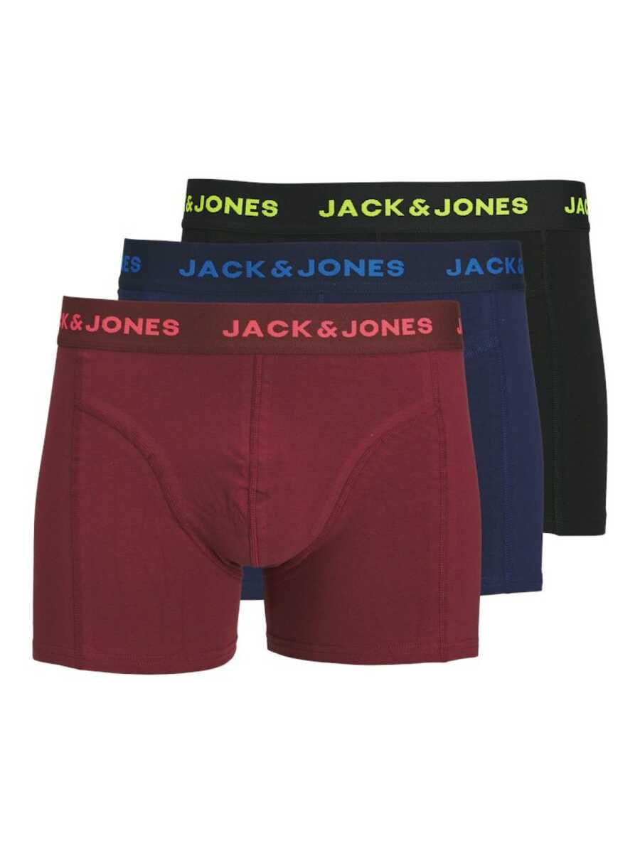 Jack&Jones Jaczane Solid Trunks 3'lü Erkek Boxer 12272132 (12272132) Çok Renkli