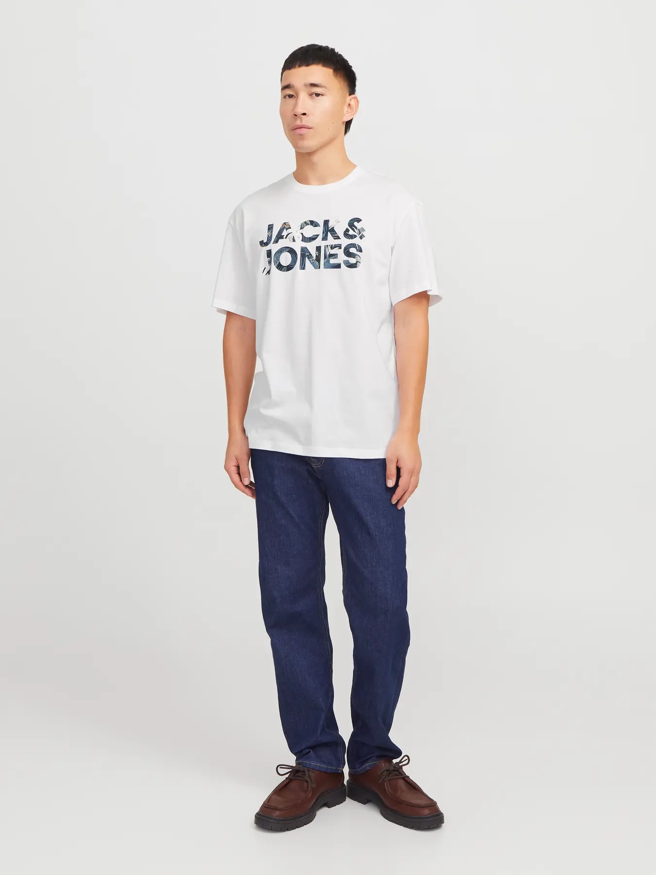 Jack&Jones Jjebryan Corp Logo Tee Erkek T-shirt 12268127 (12268127) Beyaz