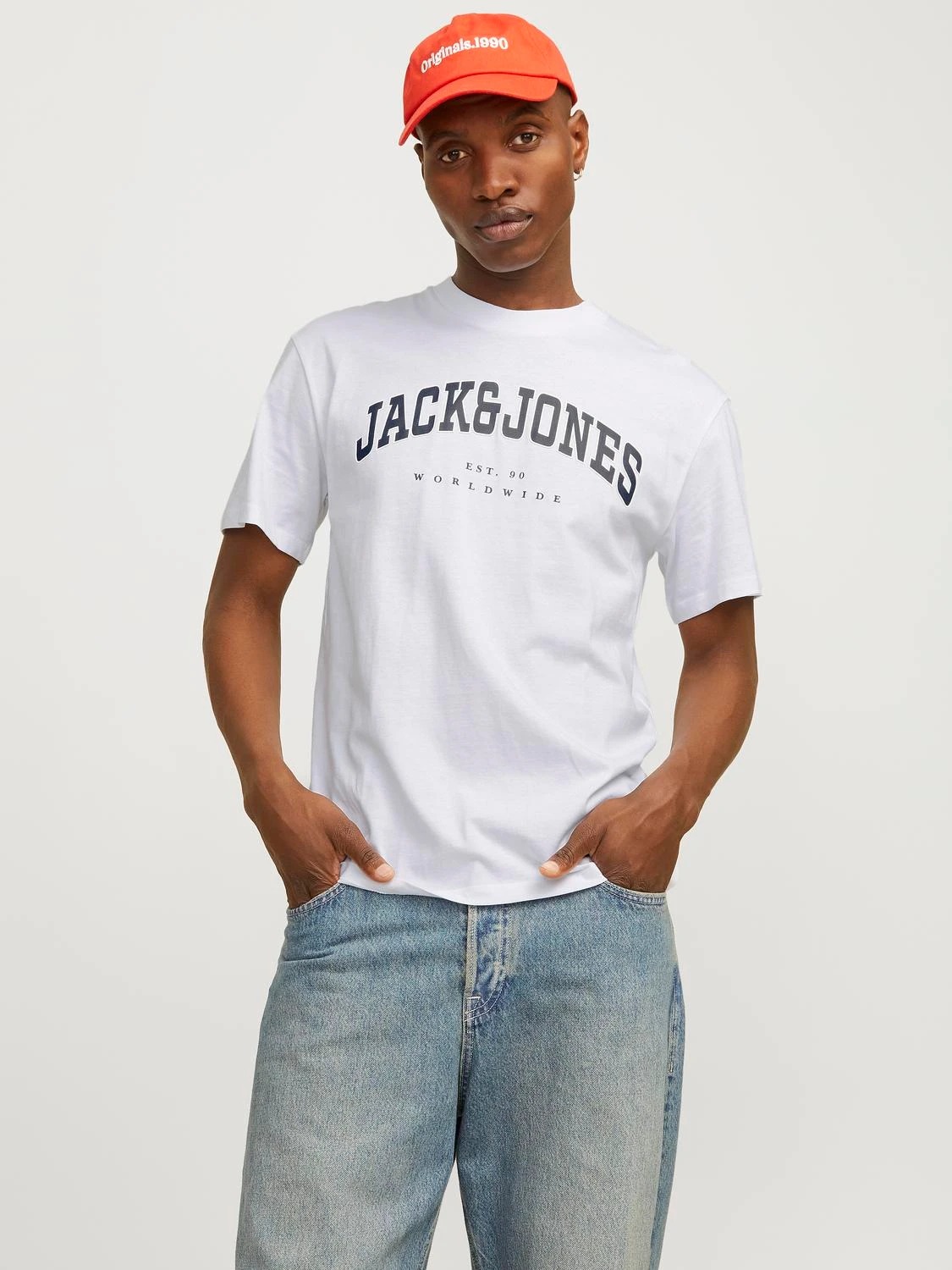 Jack & Jones Jjecaleb Erkek T-shirt 12257579 (12257579) Beyaz