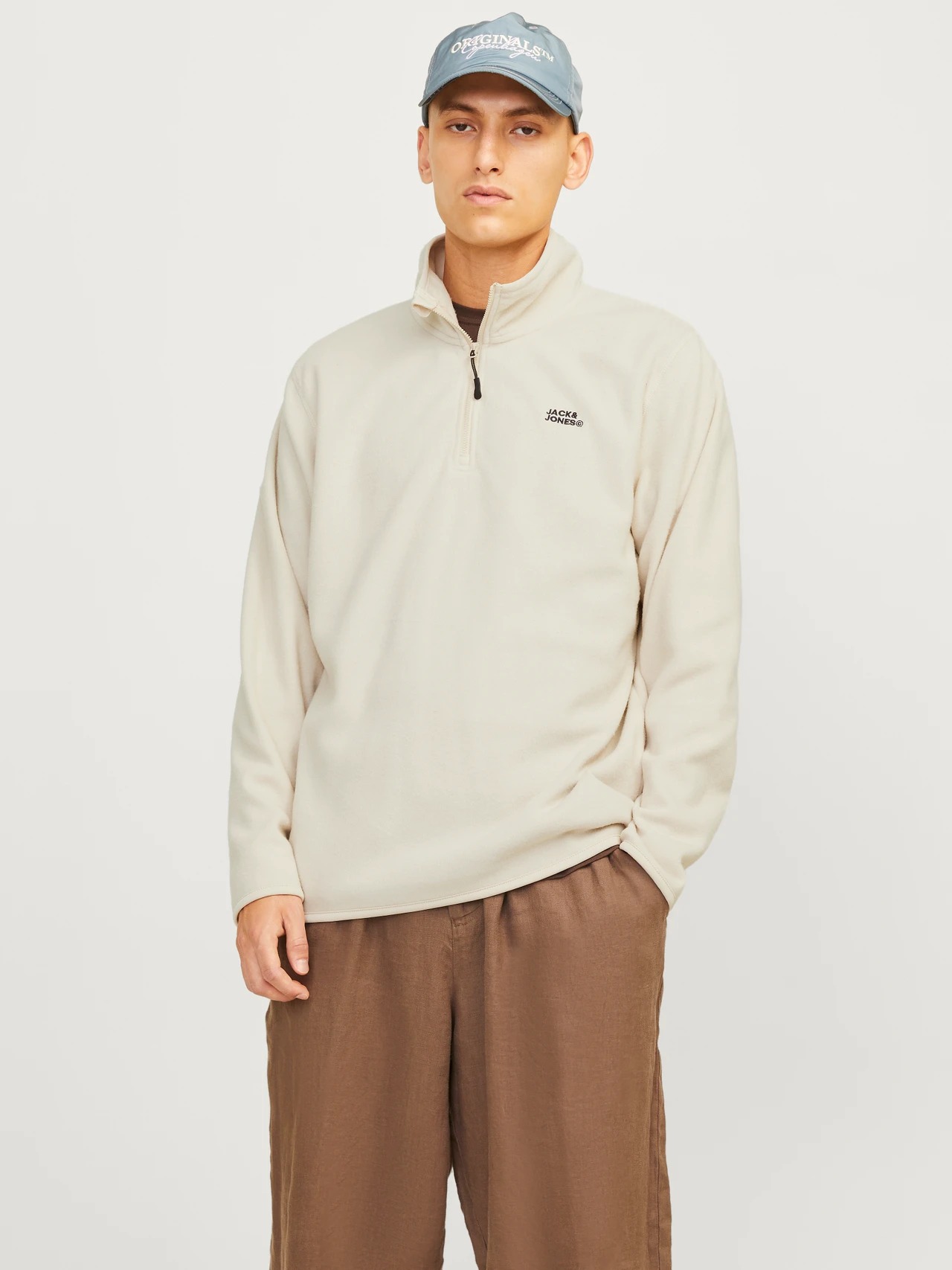 Jack & Jones Jjecorp Logo Erkek Sweatshirt (12258490) Ekru