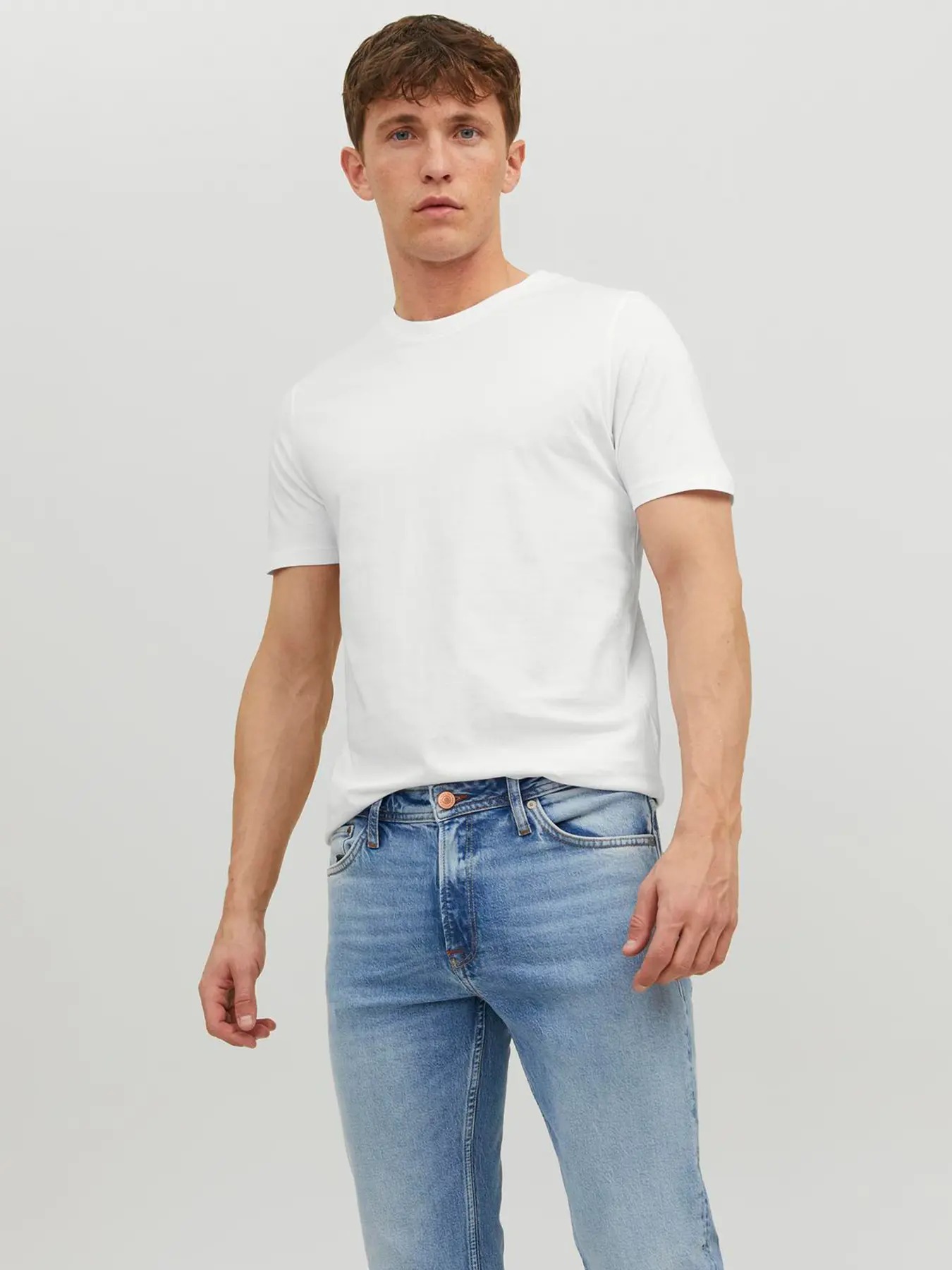 Jack&Jones Jjeorganic Basic Tee Ss O-Neck Noos Erkek T-shirt 12156101 (12156101) Beyaz