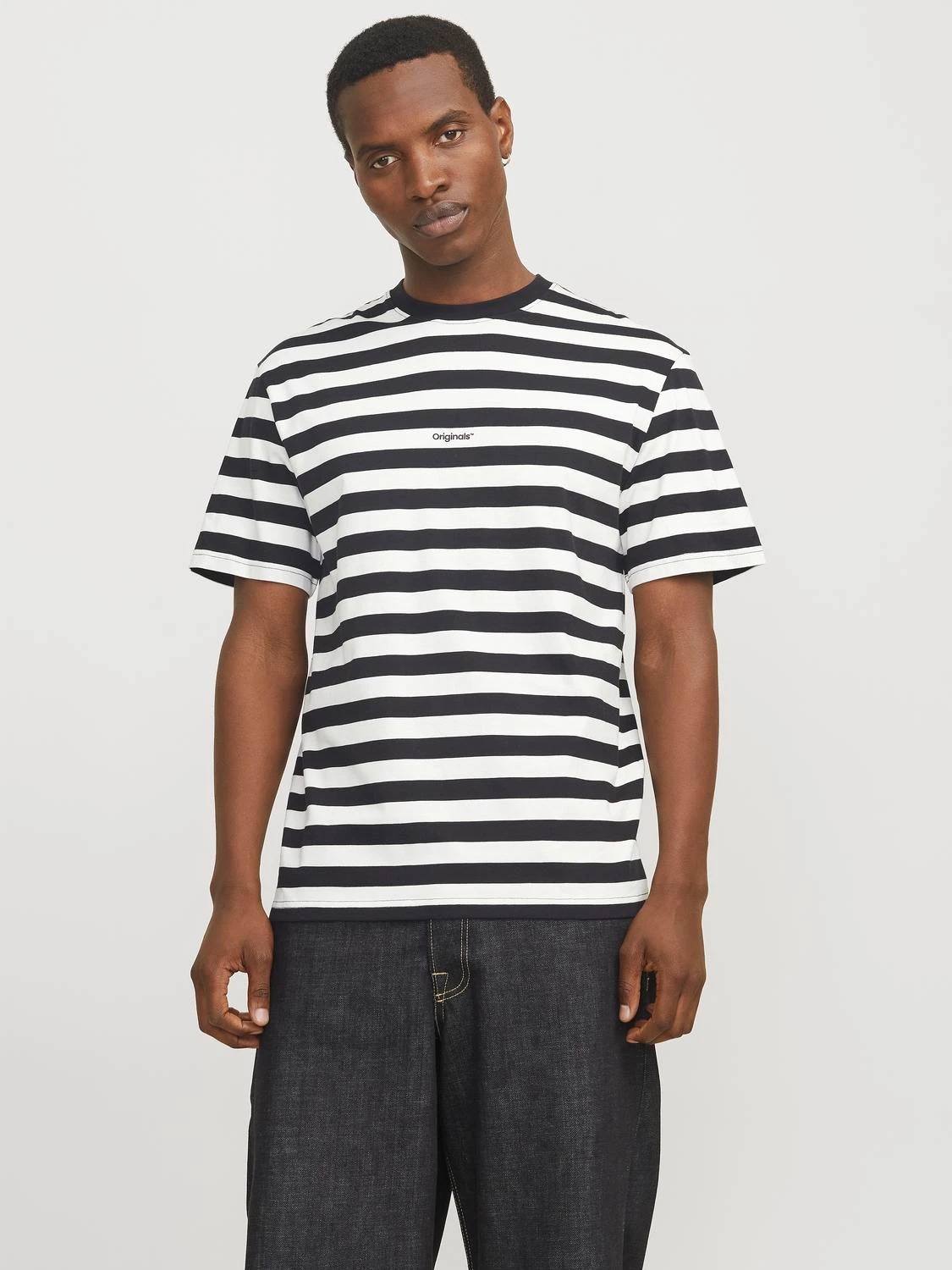 Jack&Jones Jorvesterbro Newton Stripe Tee Erkek T-shirt 12265748 (12265748) Siyah