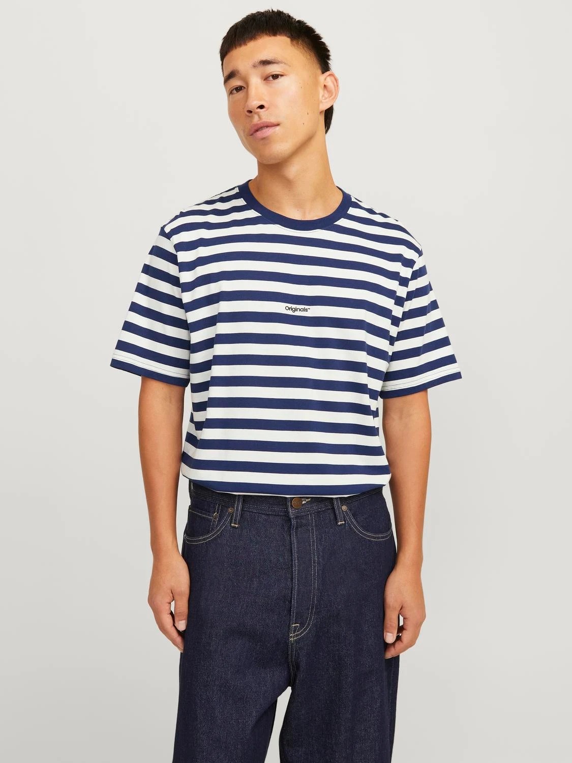 Jack&Jones Jorvesterbro Newton Stripe Tee Erkek T-shirt 12265748 (12265748) Mavi