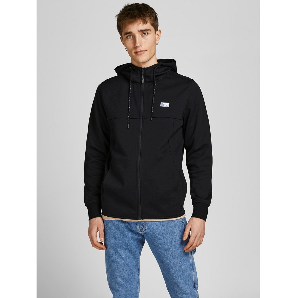 Jack&Jones Kapüşonlu Fermuarlı Erkek Sweatshirt (12204926) Siyah