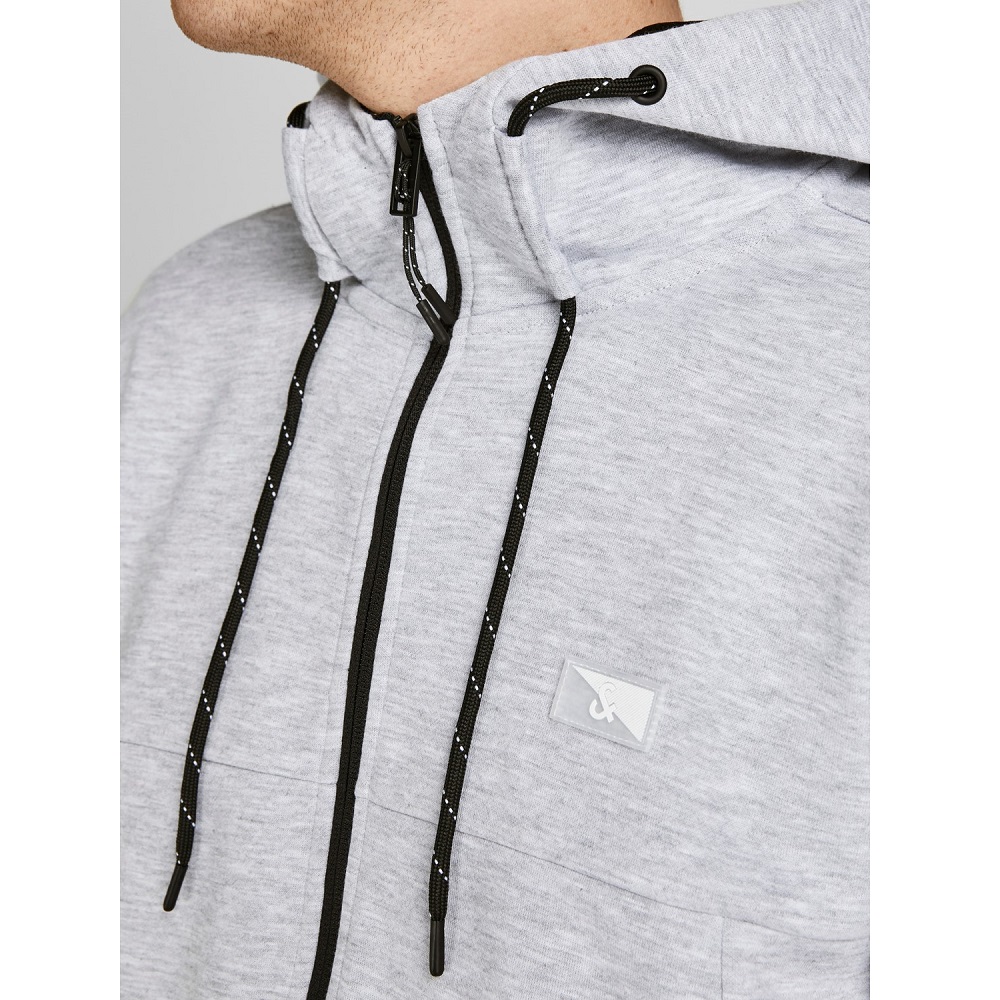 Jack&Jones Kapüşonlu Fermuarlı Erkek Sweatshirt (12204926) Gri