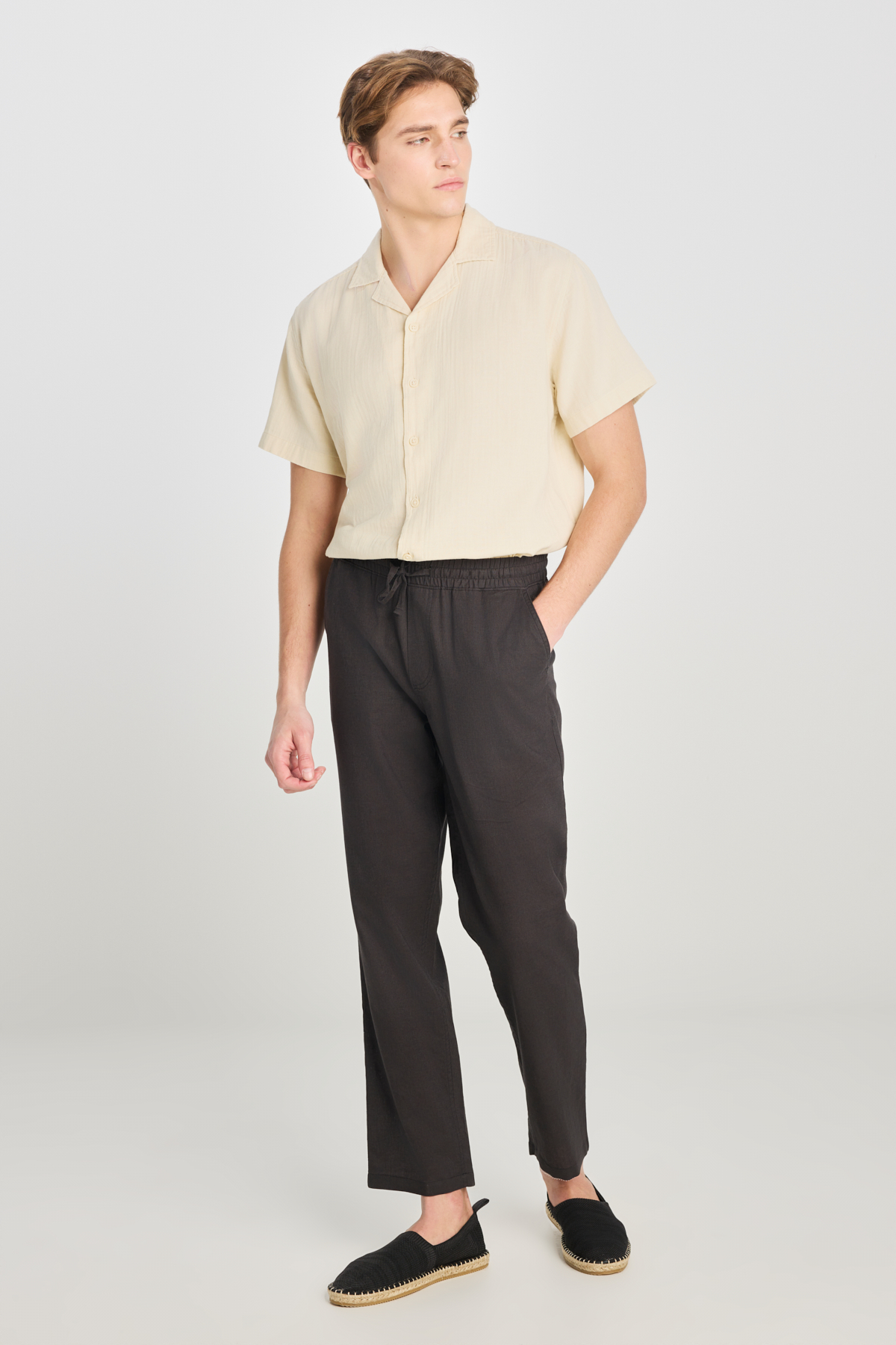 Lee Keten Karışımlı Beli Lastikli Erkek Pantolon L2510302003 (L2510302003) Antrasit