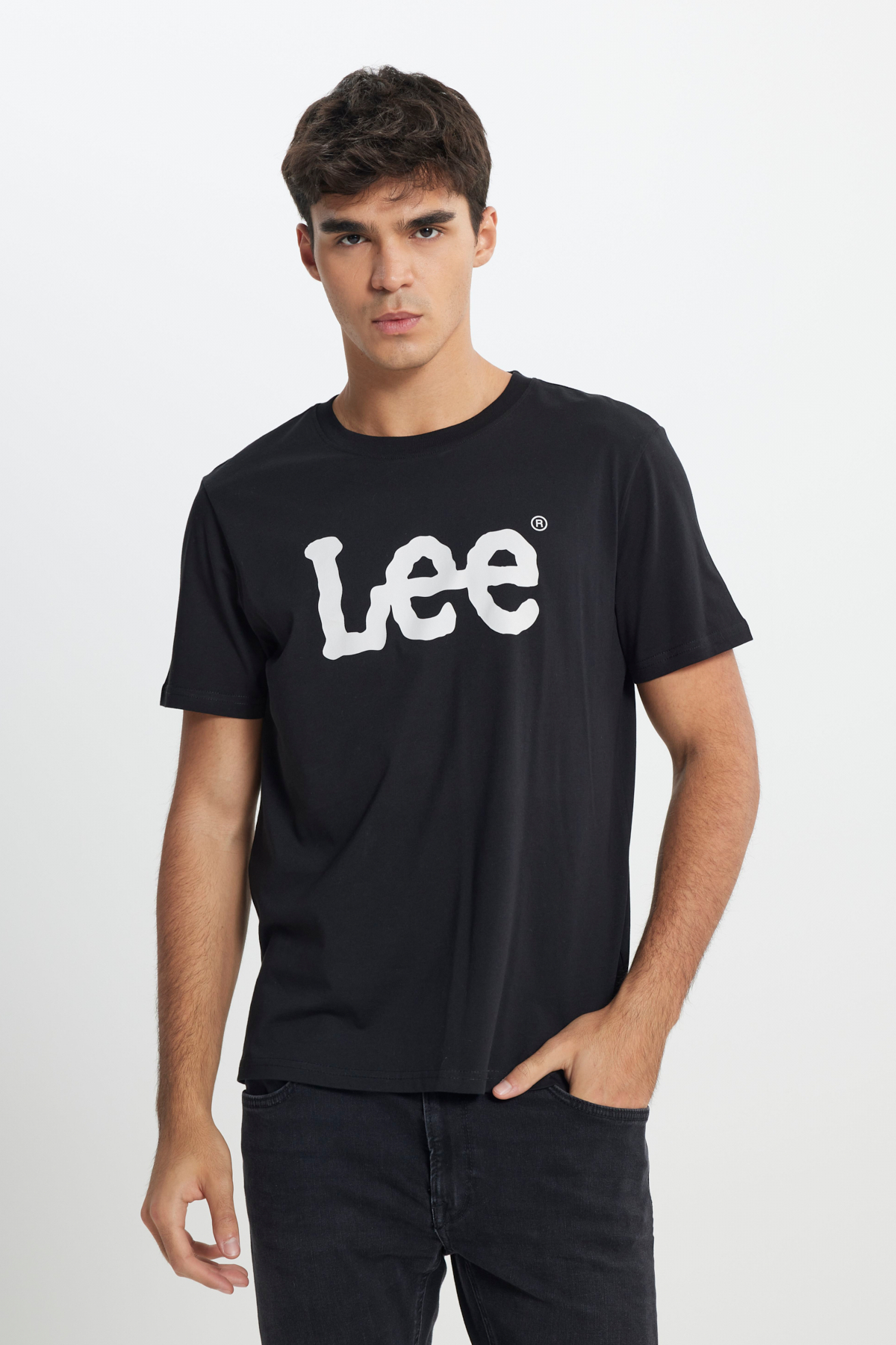 Lee Lightweight Ss Wobbly Logo Crew Neck Erkek T-shirt ML65QAI01 (ML65QAI01) Siyah