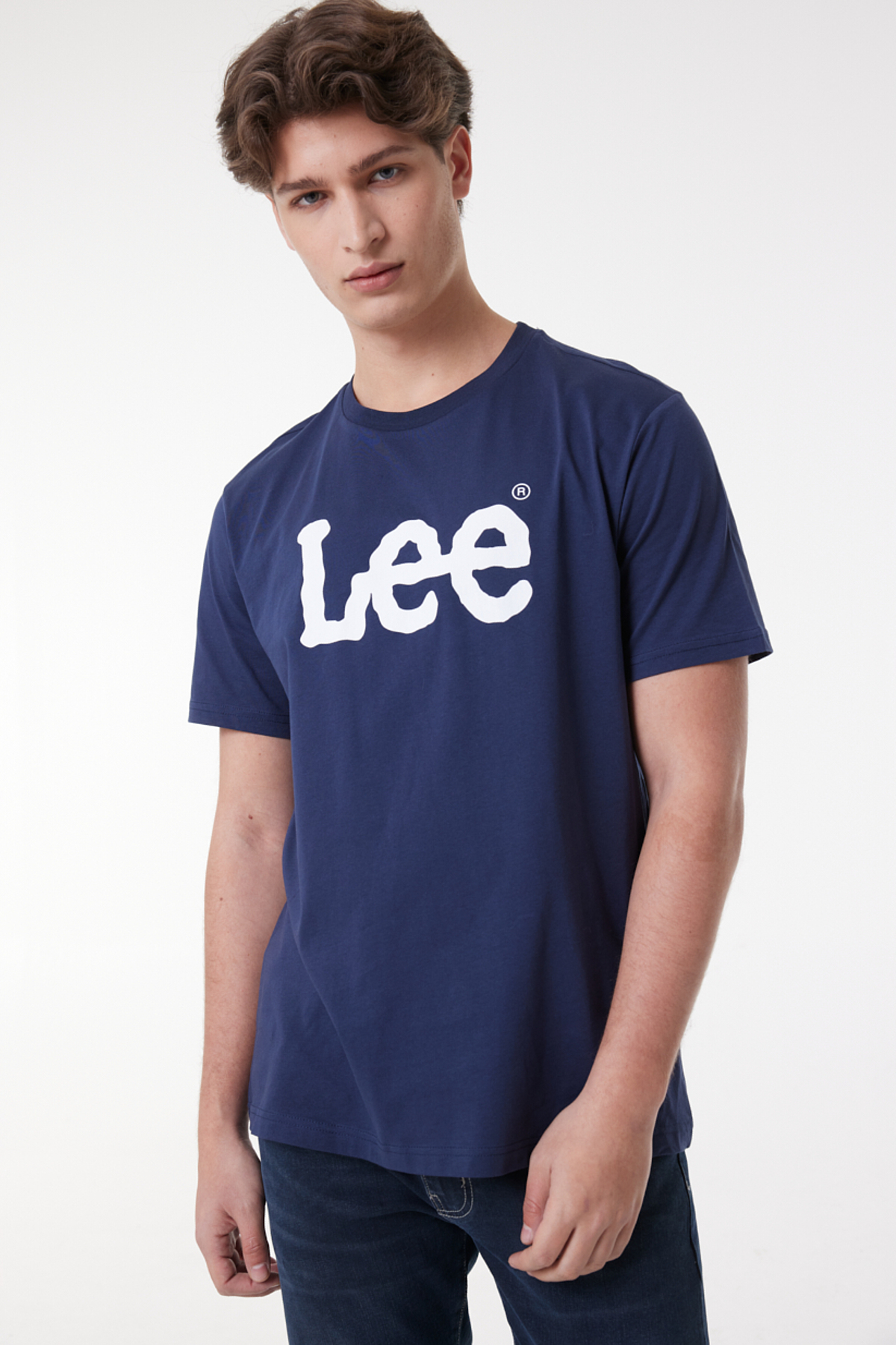 Lee Lightweight Ss Wobbly Logo Crew Neck Erkek T-shirt ML65QAIEE (ML65QAIEE) Lacivert