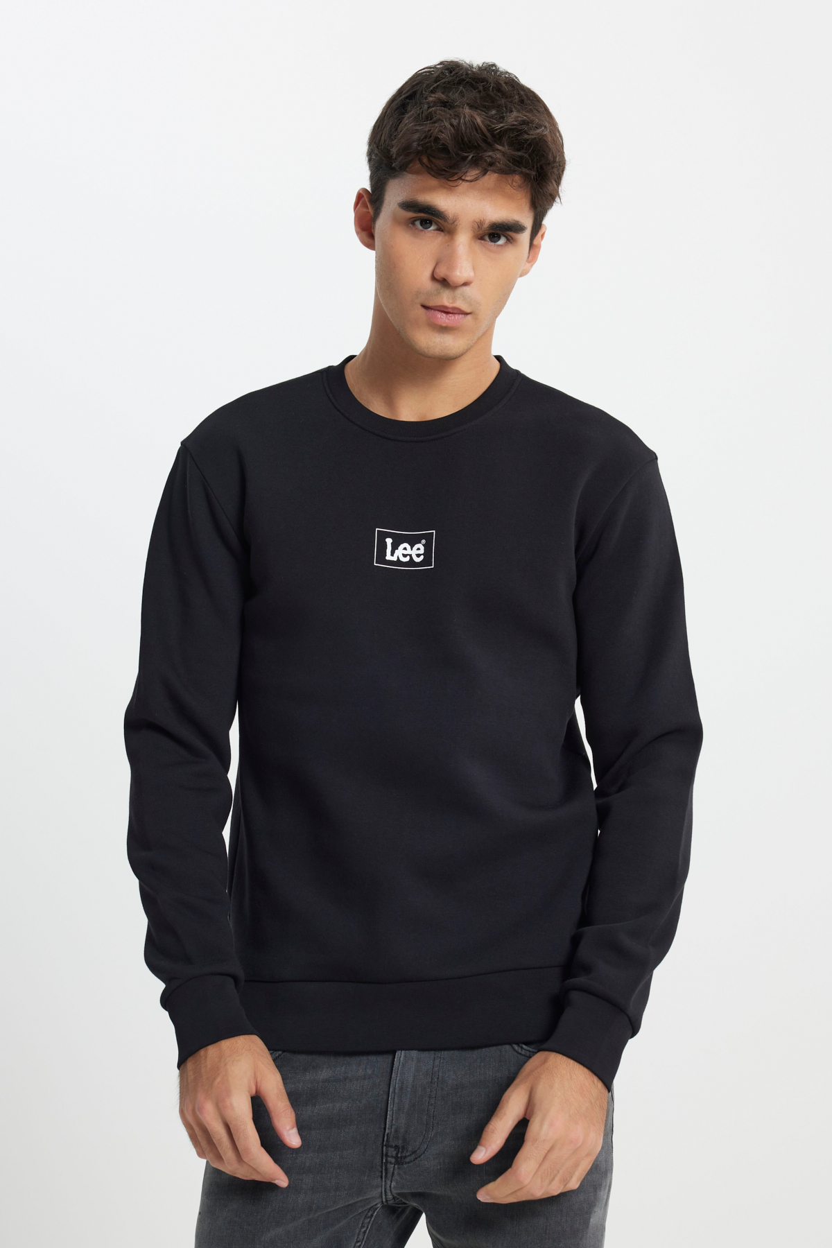 Lee Mid Logo Baskılı Erkek Sweatshirt L212299001 (L212299001) Siyah