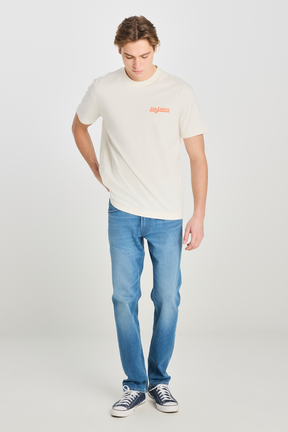 Lee Relaxed Fit Grafik Baskılı Erkek T-shirt LM828731923 (LM828731923) Ekru
