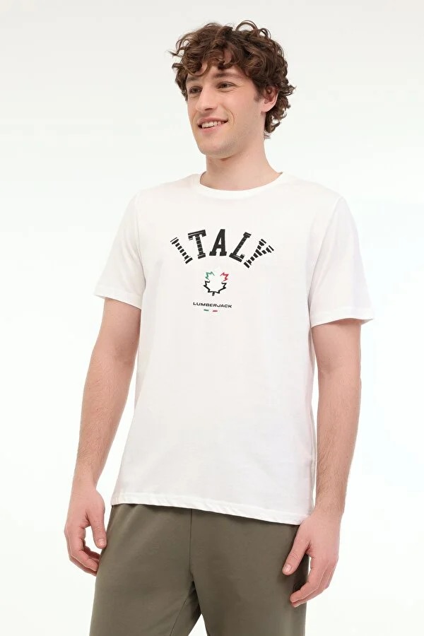 Lumberjack 5M Ml Renato 11Itl1030 5Fx Erkek T-shirt 101940309 (101940309) Ekru