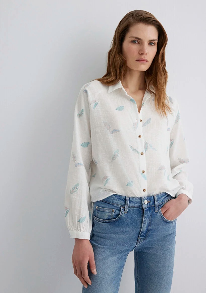 Mavi Loose Fit Kadın Gömlek (M122514-89841) Beyaz