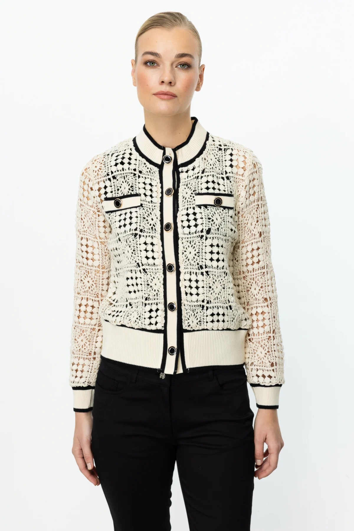 On Fashion Dantelli Ribanalı Kadın Hırka 25Y.ON.HRK.56926.01 (25Y.ON.HRK.56926.01) Krem