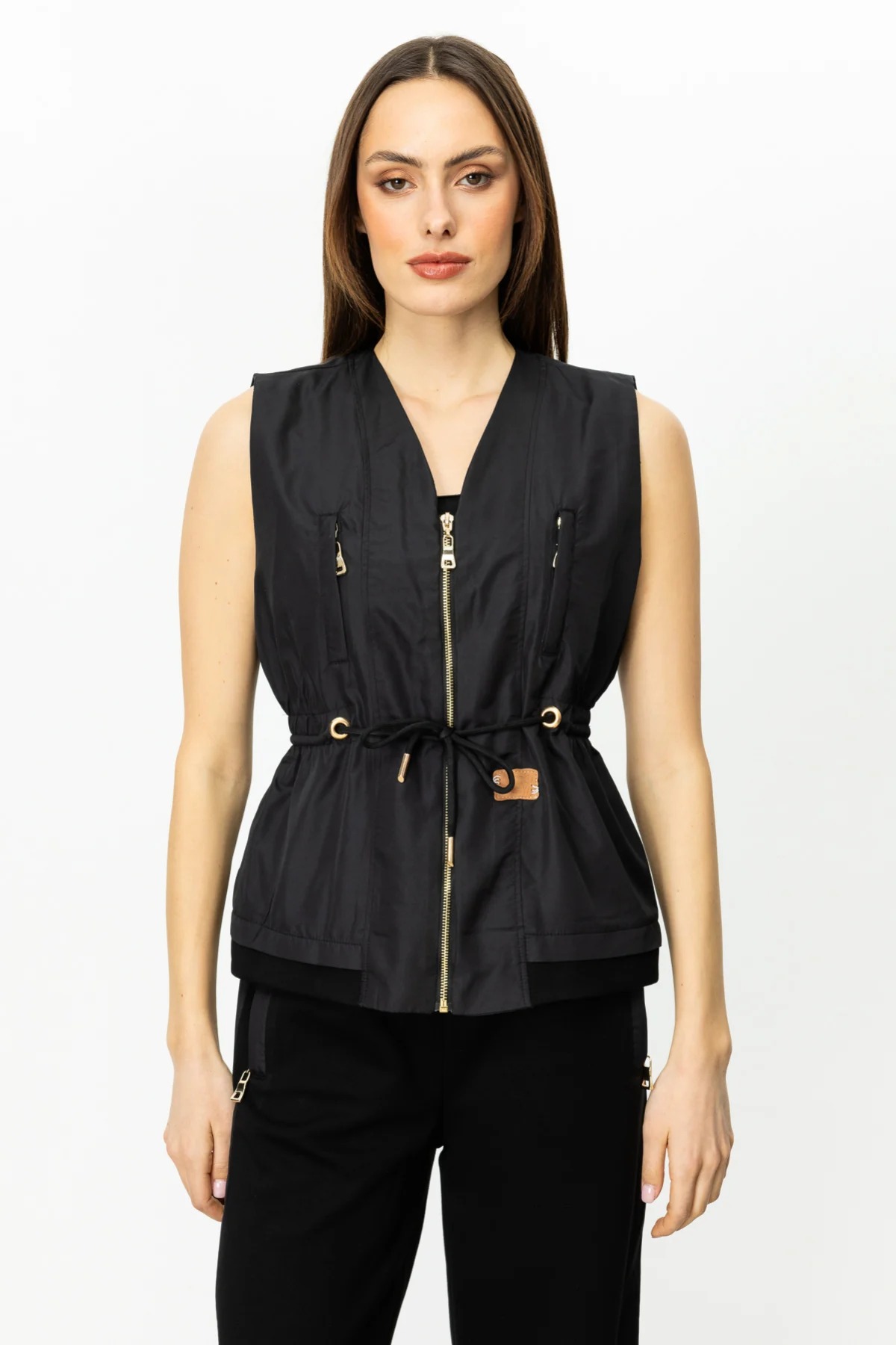On Fashion Fermuarlı Kadın Kolsuz Cepli Yelek 25Y.ON.YLK.56917.01 (25Y.ON.YLK.56917.01) Siyah