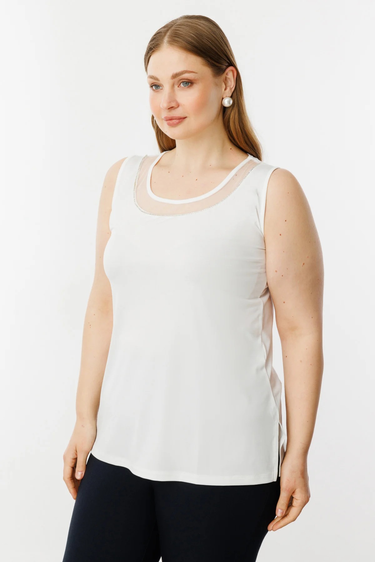 On Fashion Yakası Tül Taşlı Kadın Bluz 25Y.ON.BLZ.51398.01 (25Y.ON.BLZ.51398.01) Ekru