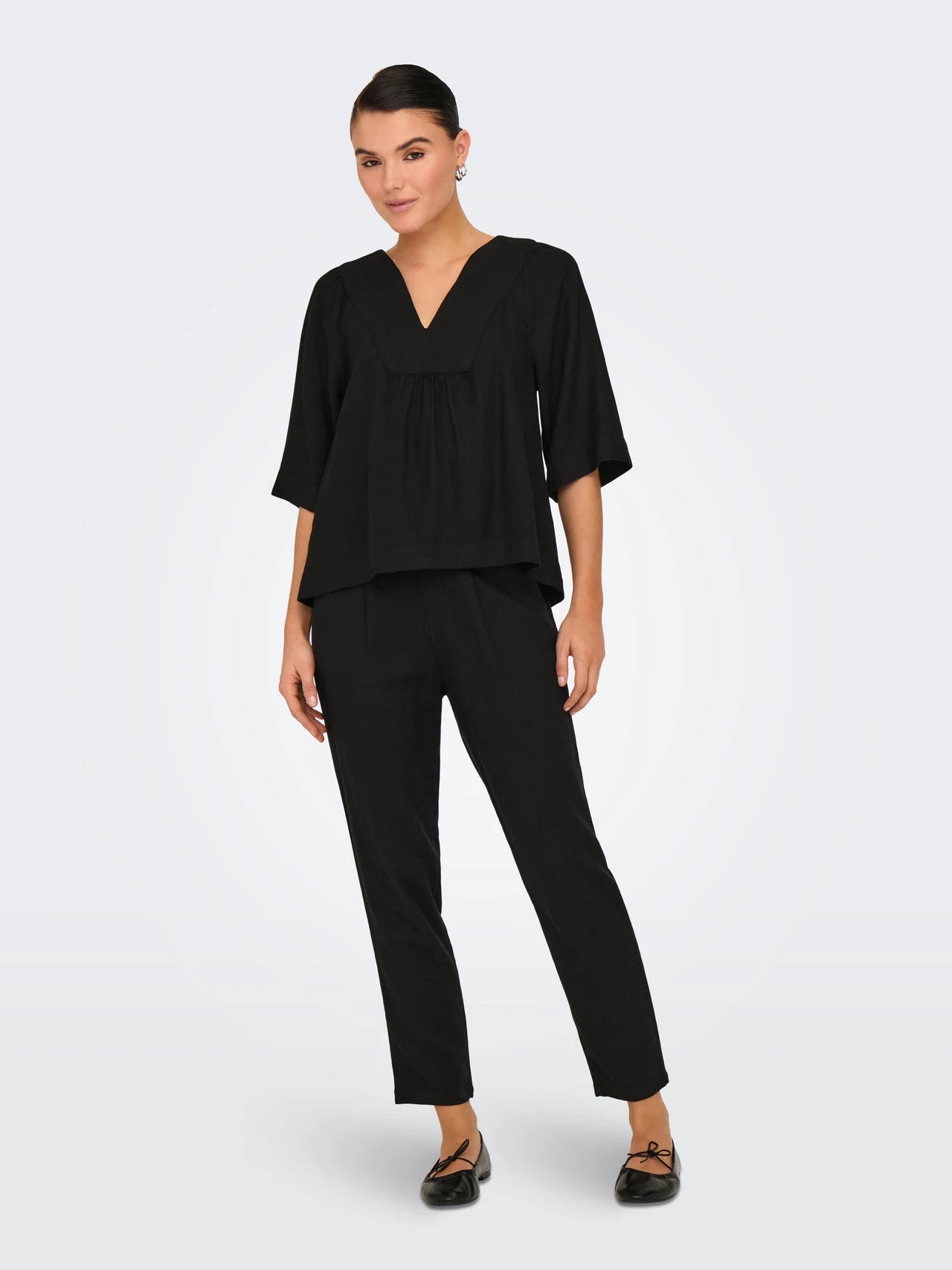 Only Onlcaro-Poptrash Easy Linen Kadın Pantolon 15278710 (15278710) Siyah