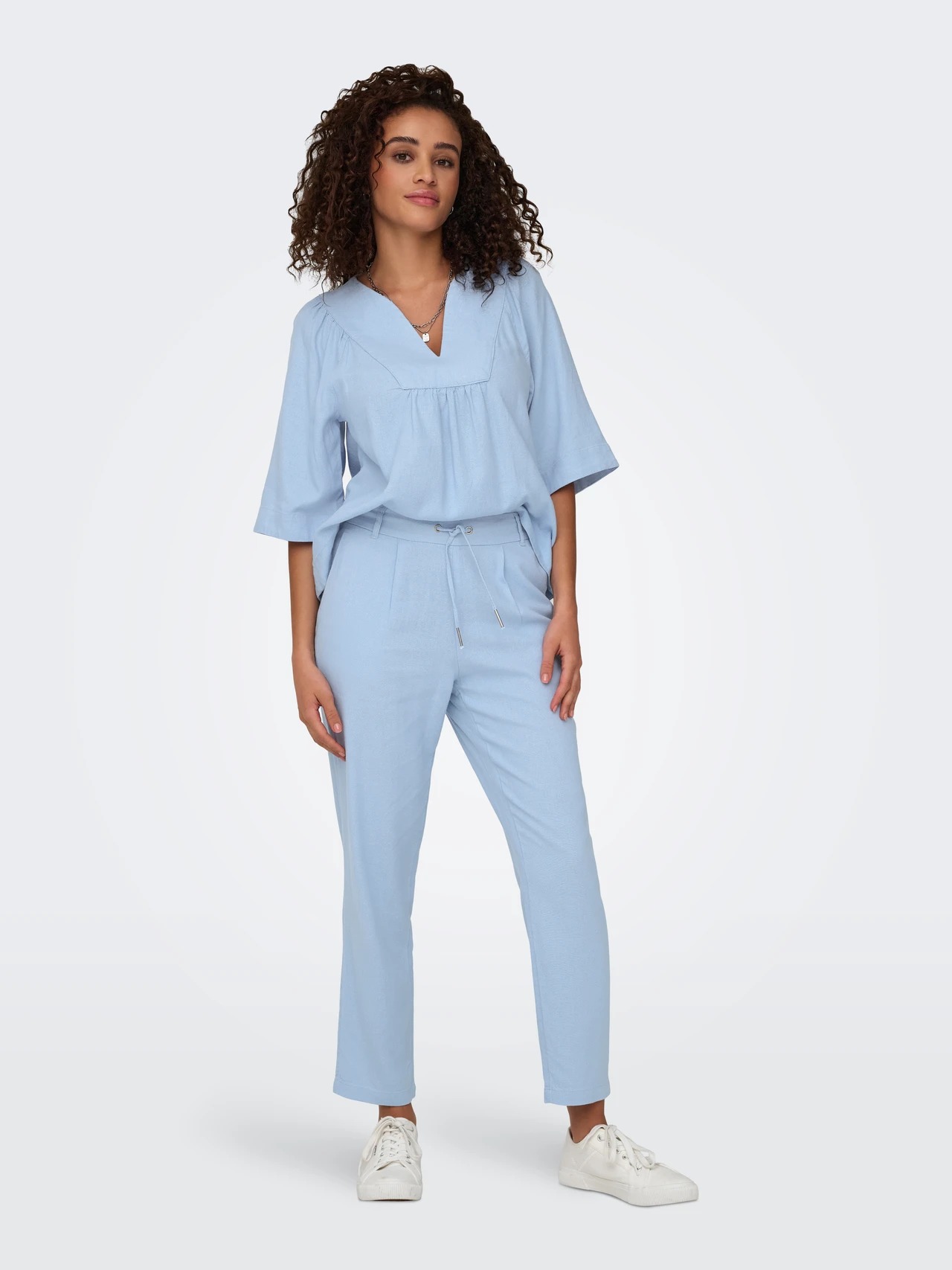 Only Onlcaro-Poptrash Easy Linen Kadın Pantolon 15278710 (15278710) Mavi