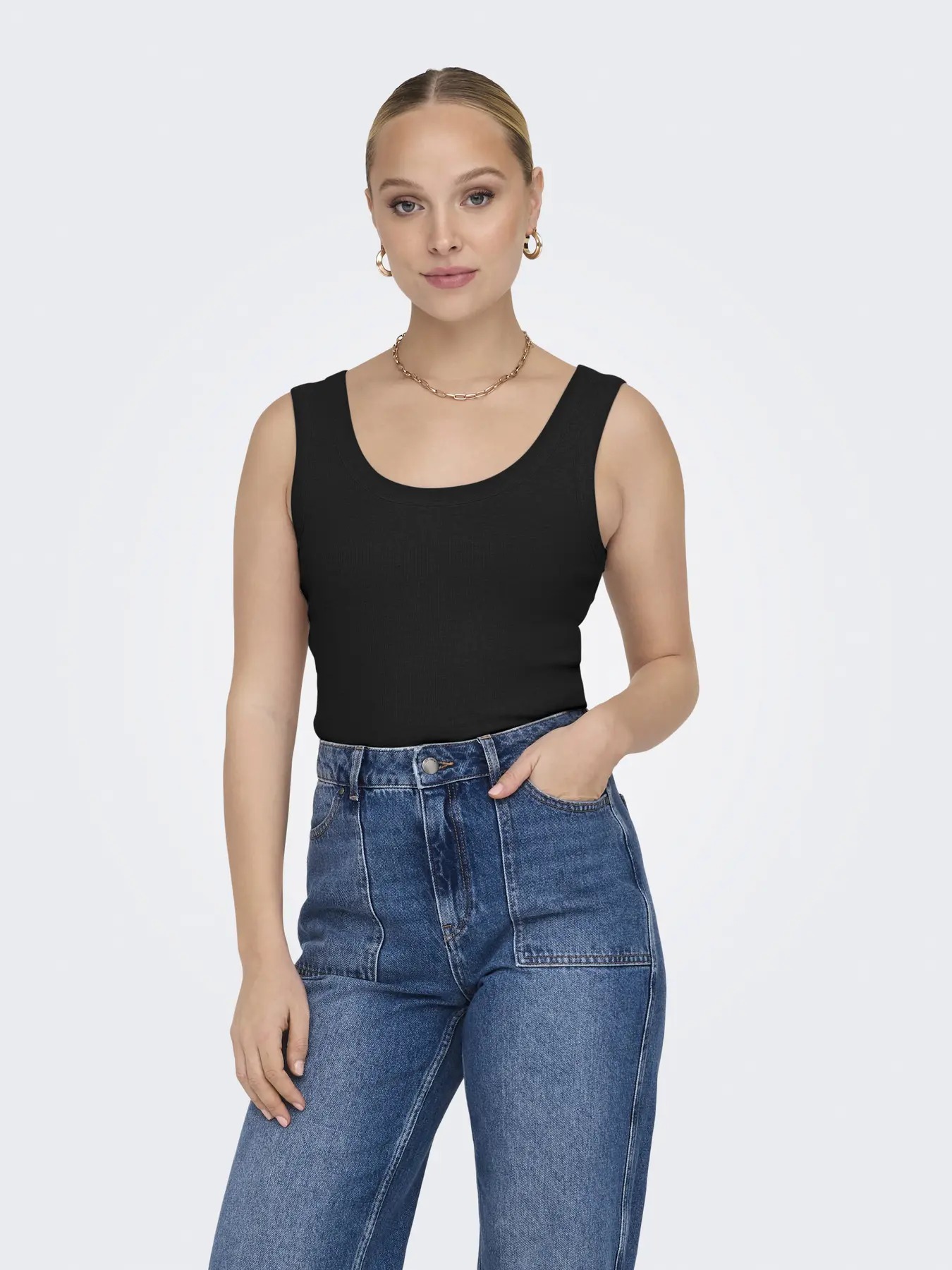 Only Onleasy S/L Tank Top Jrs Kadın Askılı Bluz 15315571 (15315571) Siyah