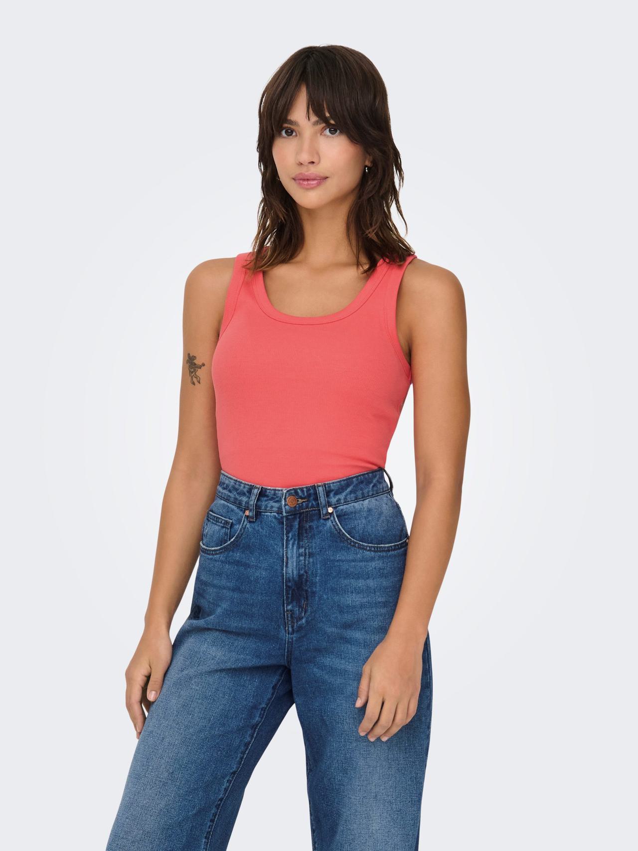 Only Onleasy S/L Tank Top Jrs Kadın Askılı Bluz 15315571 (15315571) Narçiçeği