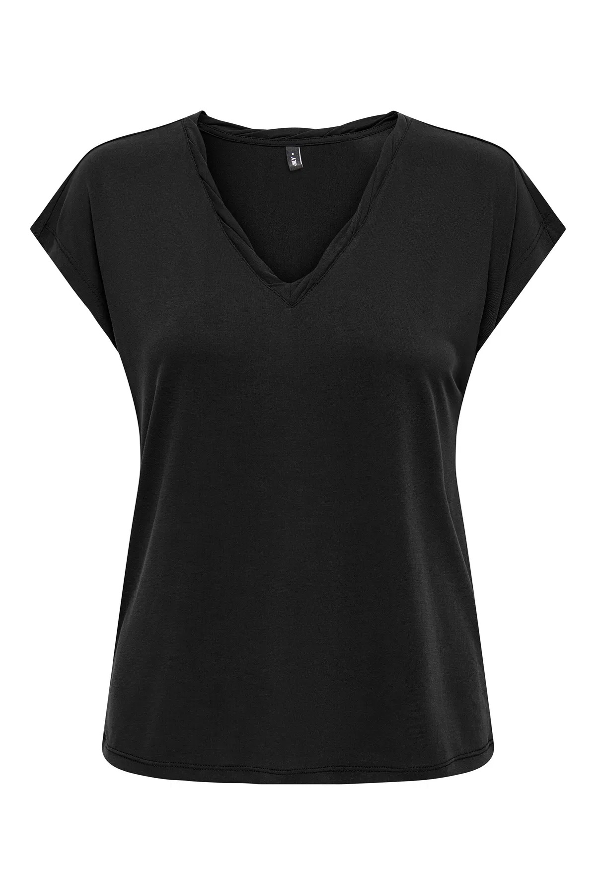 Only Onlhannah S/S V-Neck Top Kadın T-shirt 15326642 (15326642) Siyah