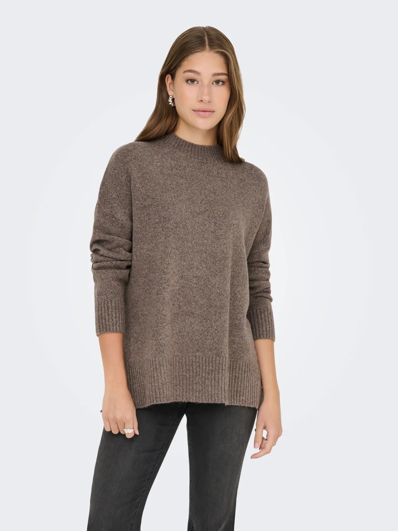 Only Onlhazel Ls Highneck Overs Pull Kadın Kazak 15352853 (15352853) Kahverengi