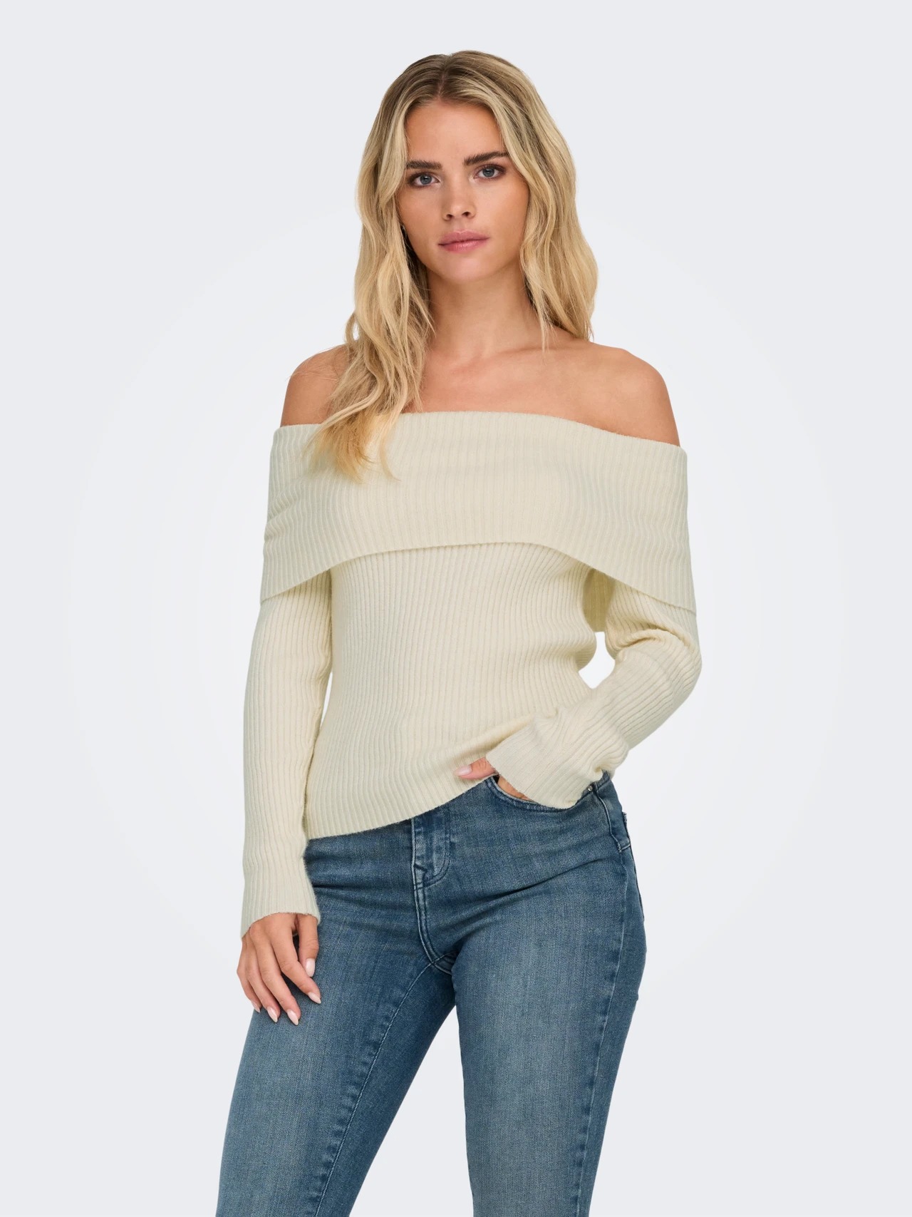 Only Onlkatia Life Ls Off Shoulder Kadın Kazak 15311830 (15311830) Krem