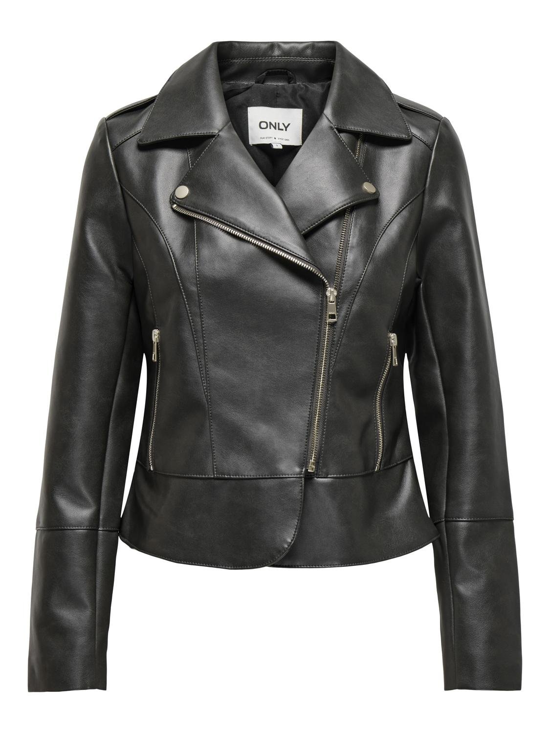 Only Onlkristel Faux Leather Biker Kadın Deri Ceket 15336105 (15336105) Siyah