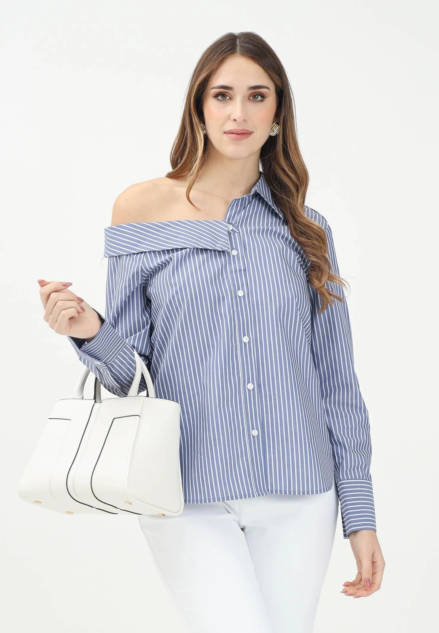 Only Onlmaia Ls Asimetrik Yaka Kadın Gömlek 15345955 (15345955) Mavi