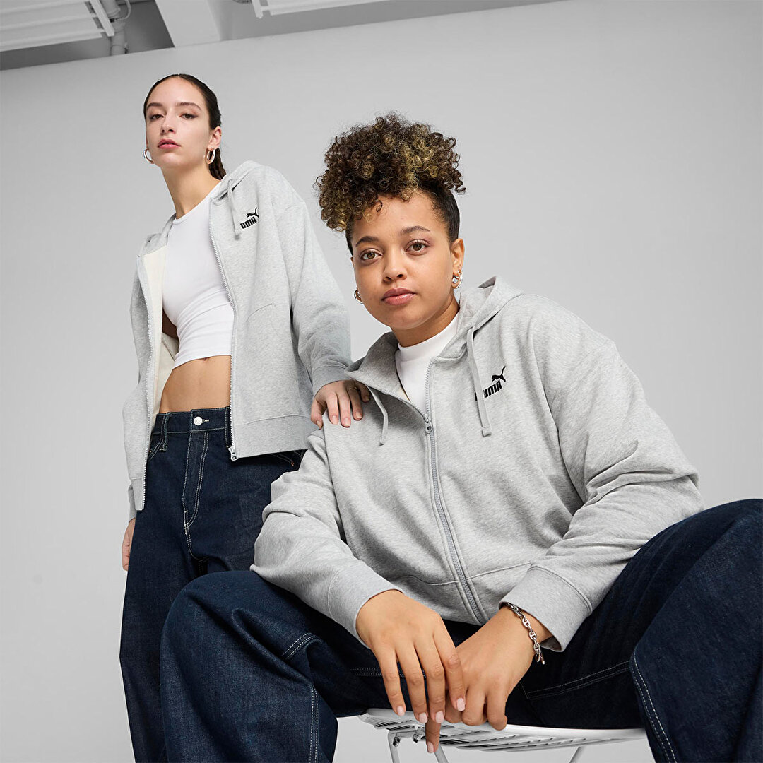 Puma Ess Comfort Full-Zip Hoodie Kadın Fermuarlı Sweatshirt 68241004 (68241004) Gri