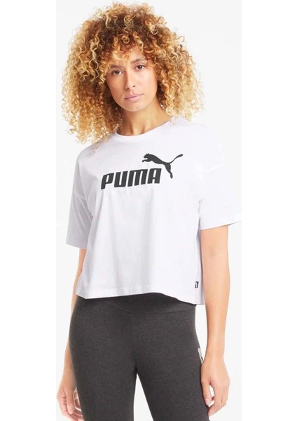 Puma Ess Cropped No 1 Logo Tee Kadın T-shirt 68497202 (68497202) Beyaz