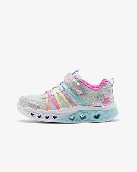 Skechers Flutter Heart Lights -  Rainbow Bestie Kız Çocuk Spor Ayakkabı (303252L SMLT) Gümüş-Çoklu