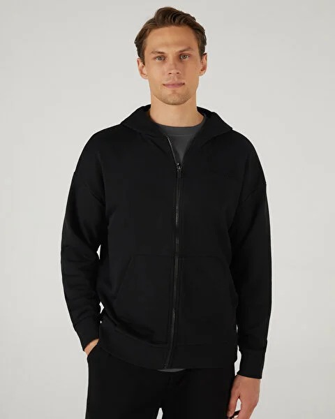 Skechers M Essential Full Zip Hoodie Erkek Fermuarlı Sweatshirt (S242112-001) Siyah