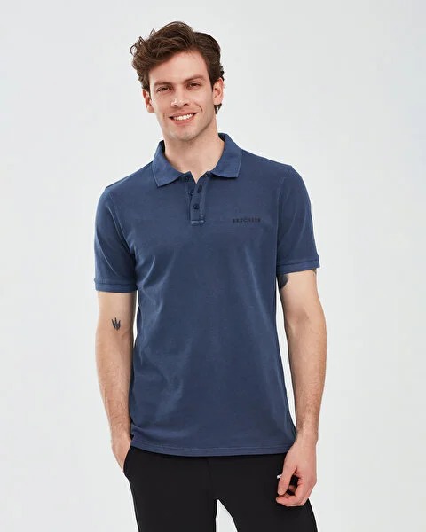 Skechers Organic Coll. M Short Sleeve Polo Erkek T-shirt (S241165-410) Lacivert