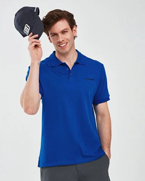 Skechers Polo Shirt M Short Sleeve Erkek T-shirt (S211800-403) Mavi