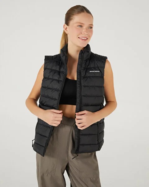 Skechers W Outerwear Padded Vest Kadın Yelek (S242319-001) Siyah