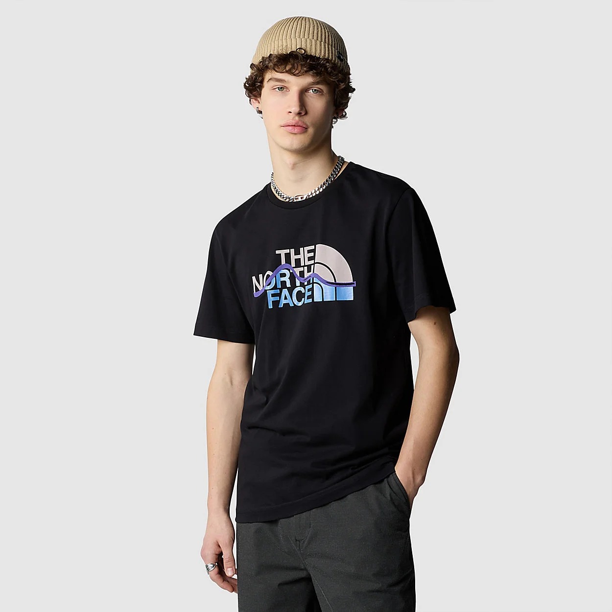 The North Face M Ss Mountain Line Tee Erkek T-shirt NF0A87NTJK31 (NF0A87NTJK31) Siyah