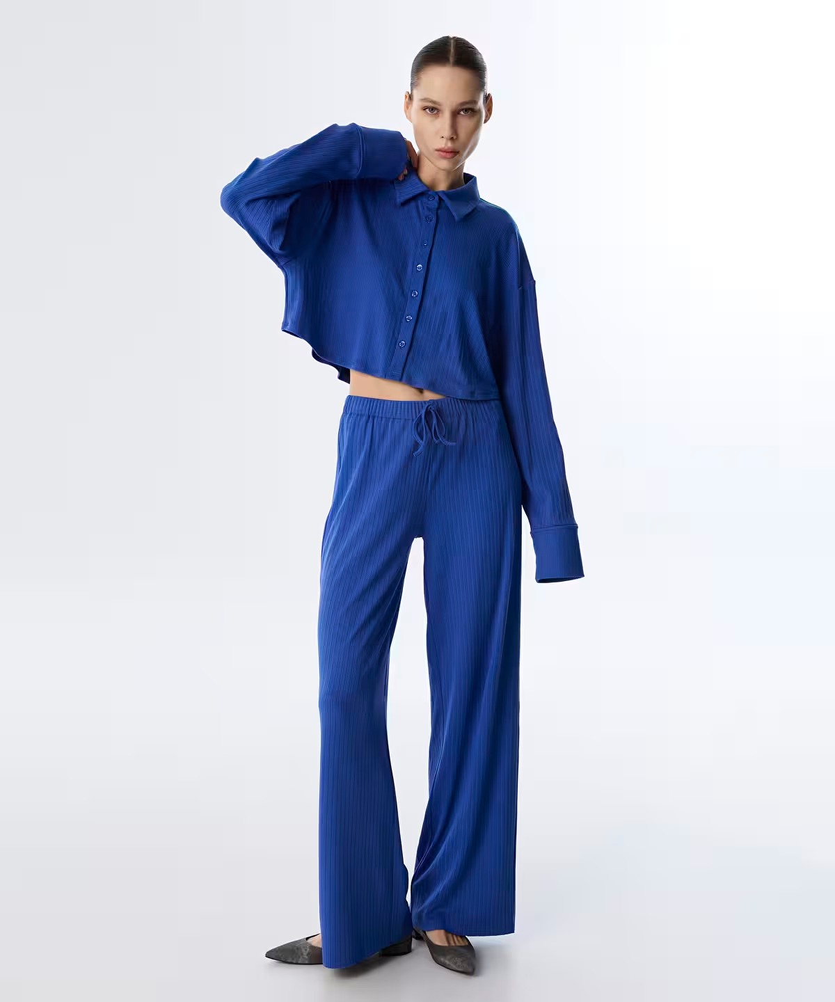 Twist Elastik Bel Kadın Pantolon (TS1250003208) Mavi