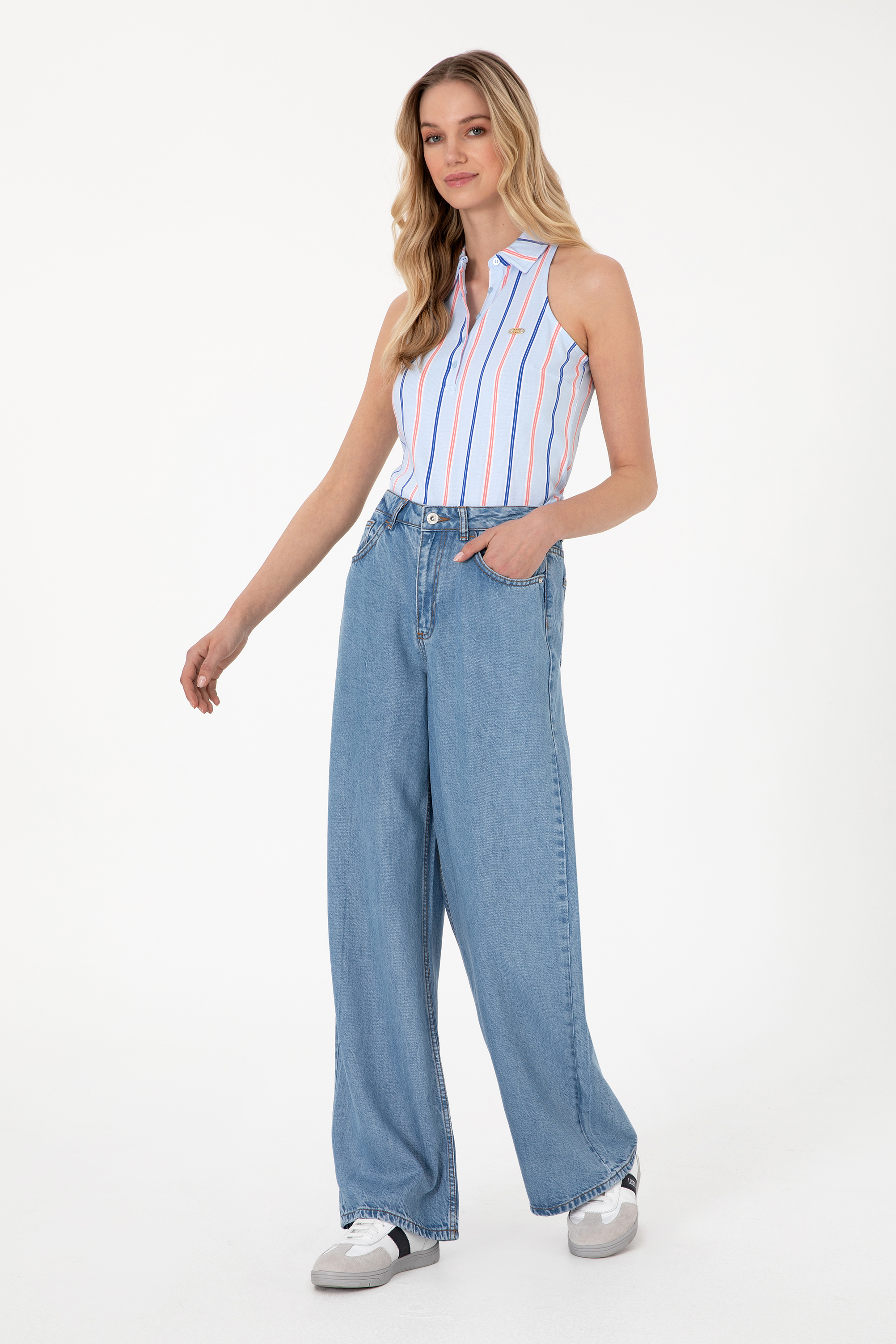 U.S. Polo Assn. Loose Fit Kadın Jean Pantolon 2114663 (2114663) Mavi