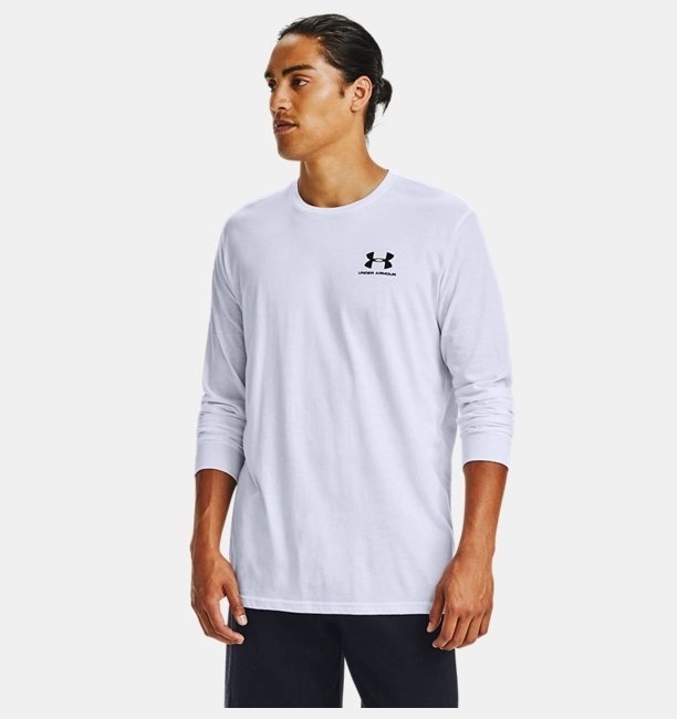 Under Armour Sportstyle Left Chest Ls Erkek T-shirt 1329585-100 (1329585-100) Beyaz