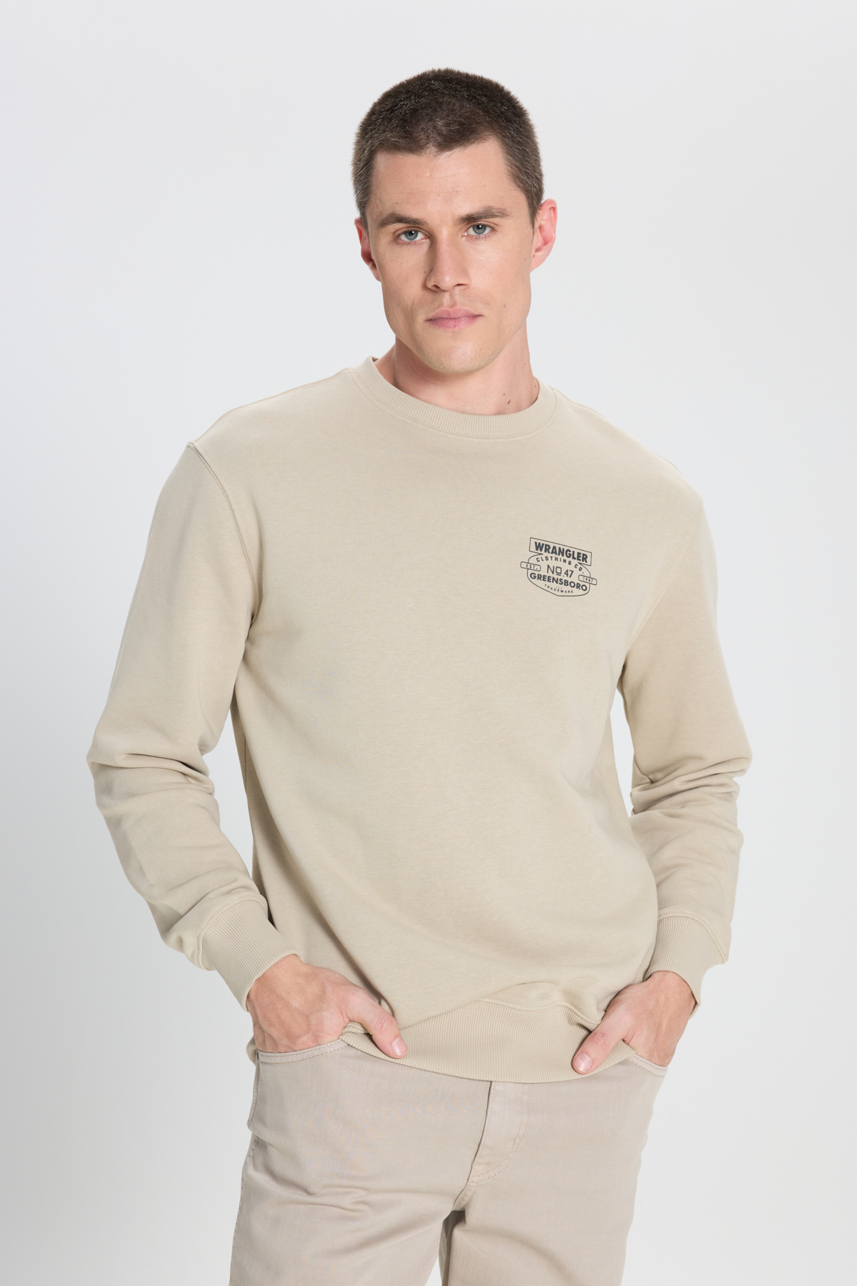 Wrangler Bisiklet Yaka Erkek Sweatshirt (W242338013) Taş