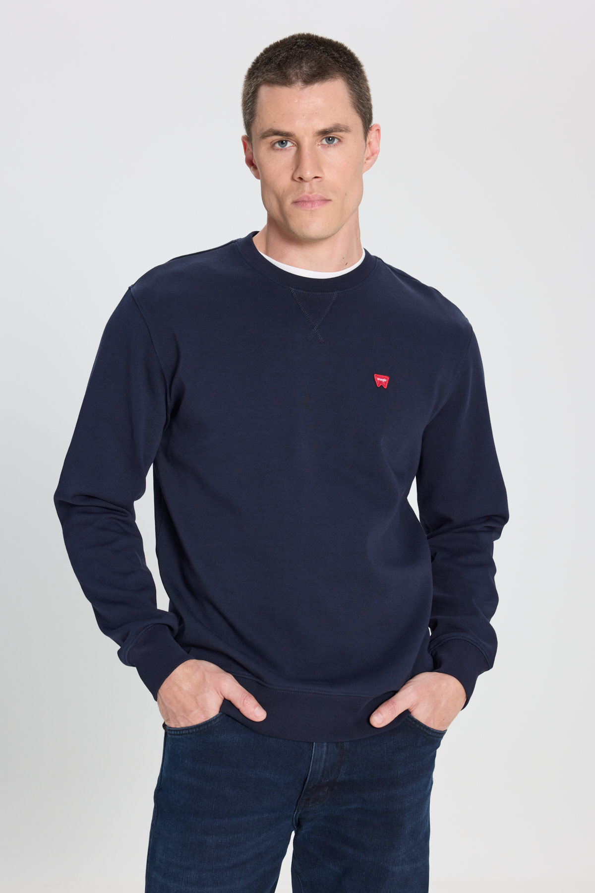 Wrangler Erkek Regular Fit Small Logo Sweatshirt (W242726410) Lacivert