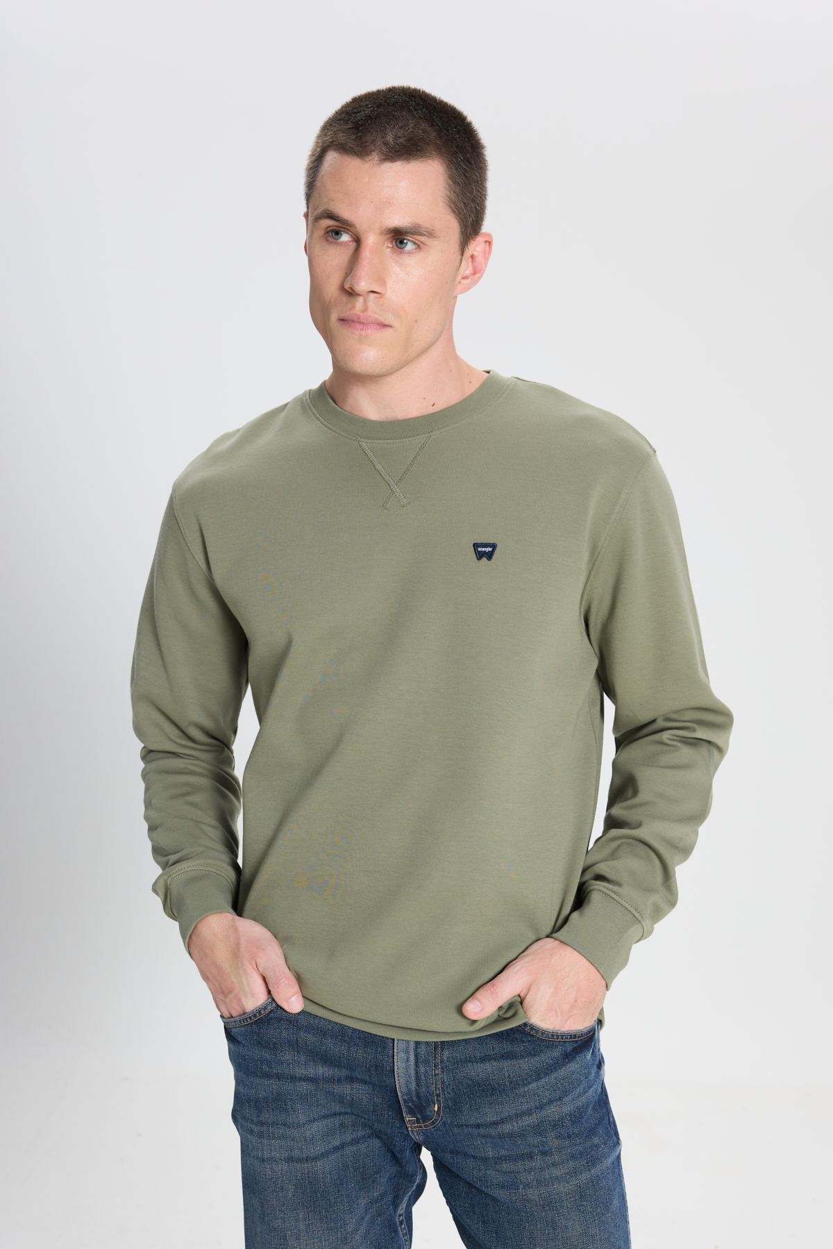 Wrangler Erkek Regular Fit Small Logo Sweatshirt (W242726X1X) Yeşil