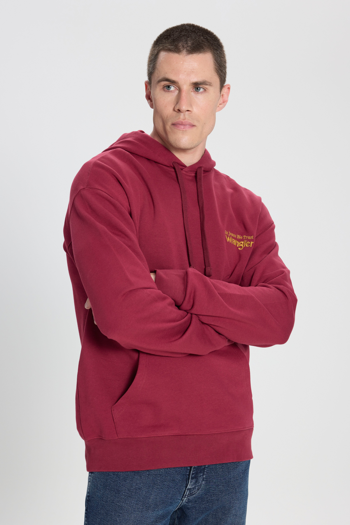 Wrangler Erkek Relaxed Fit Kapüşonlu Sweatshirt (W6M95935810) Bordo