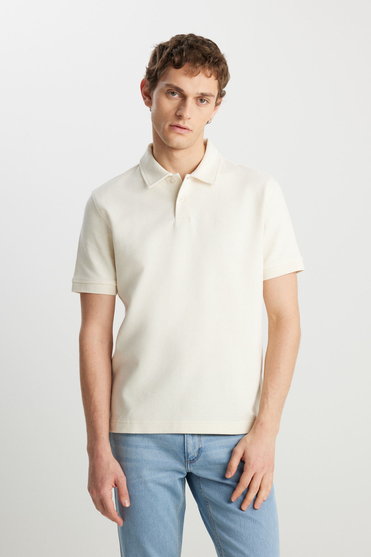 Wrangler Regular Fit Erkek Polo T-shirt W2510720104 (W2510720104) Ekru