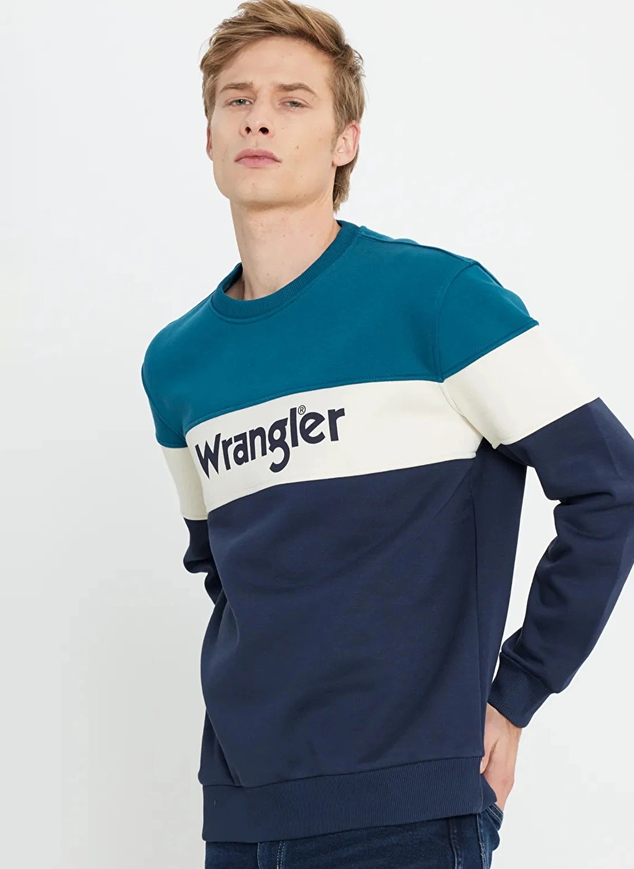 Wrangler Regular Fit Erkek Sweatshirt (W242284405) Petrol