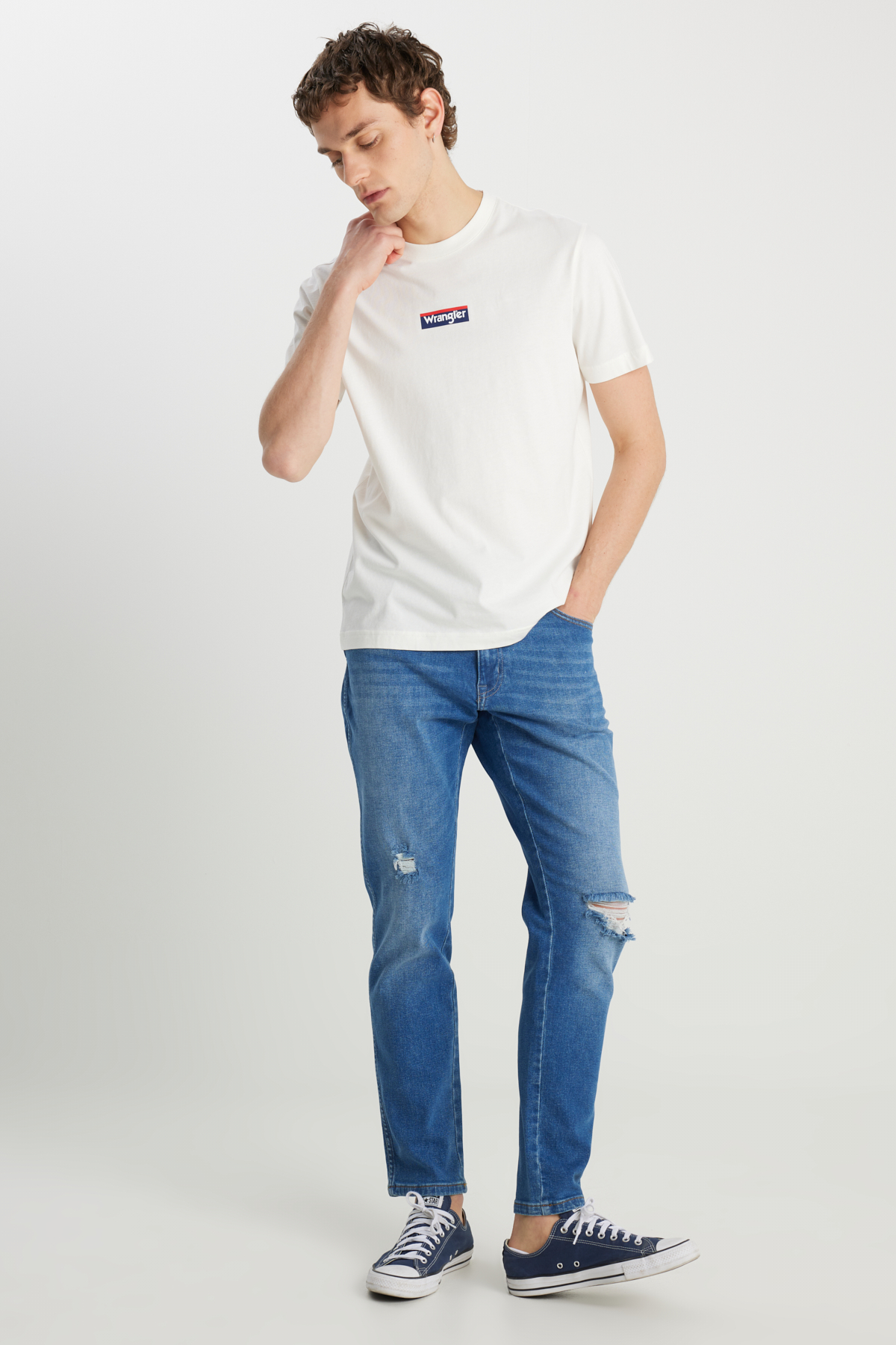 Wrangler Regular Fit Small Logo Erkek T-shirt W2510527102 (W2510527102) Ekru