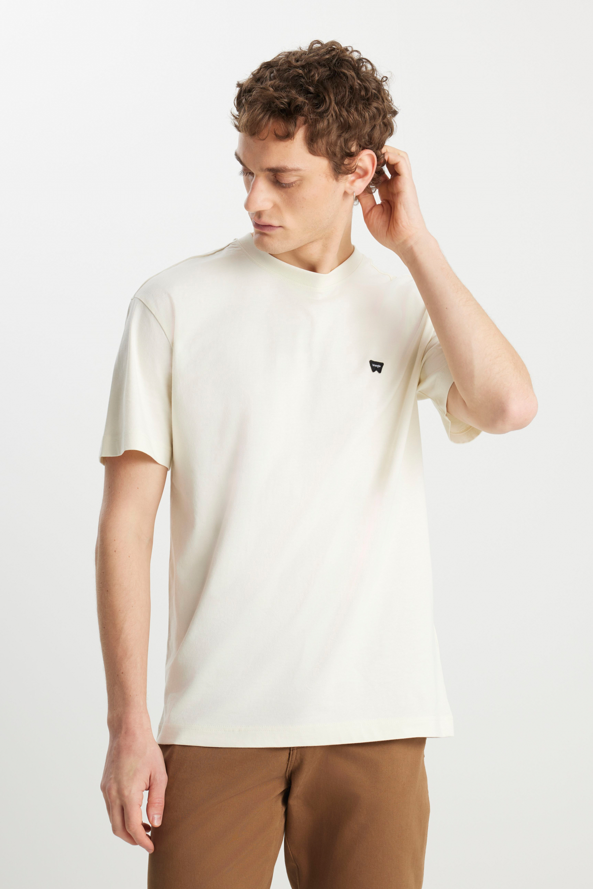 Wrangler Relaxed Fit Small Logo Erkek T-shirt MW7NM20387742L (MW7NM20387742L) Ekru