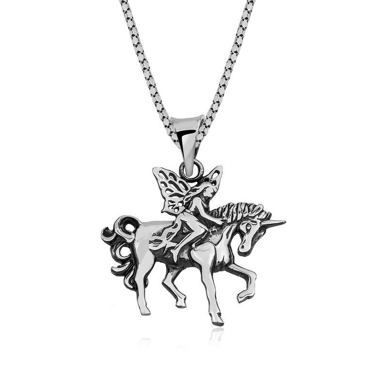 ​Gümüş Perili Unicorn Kolye