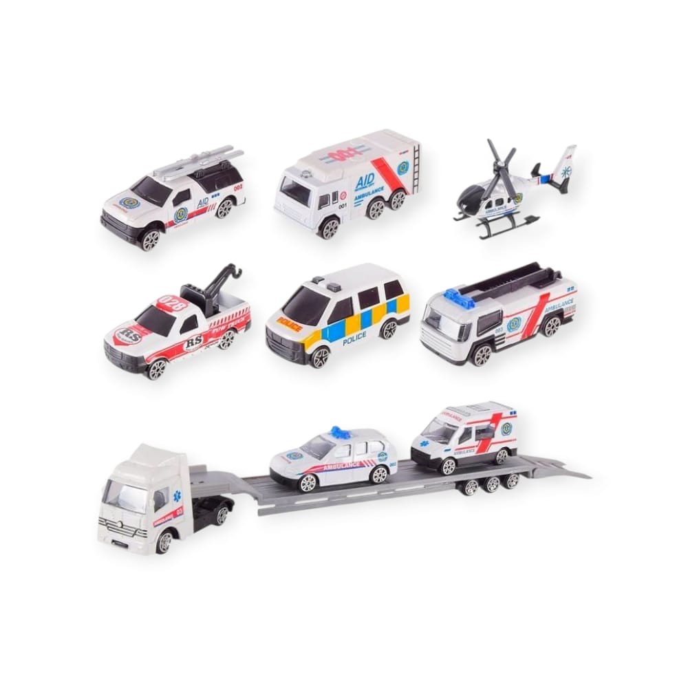 10 Parça Araç Taşıyan Tır Seti - Die Cast - Ds047 - Ambulans 10 Parça Araç Taşıyan Tır Seti - Die Cast - Ds047 - Ambulans