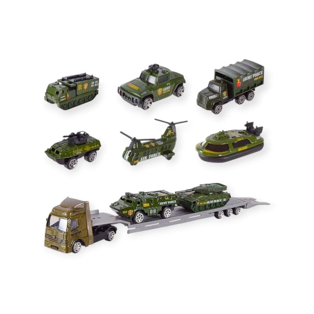 10 Parça Araç Taşıyan Tır Seti - Die Cast - Ds047 - Askeri 10 Parça Araç Taşıyan Tır Seti - Die Cast - Ds047 - Askeri